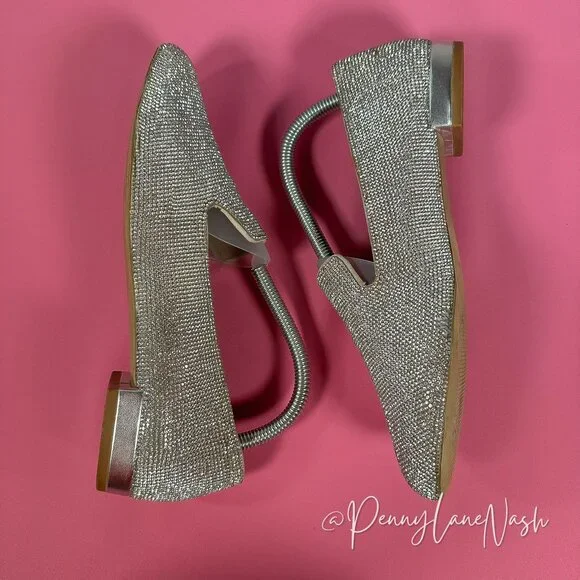Steve Madden Smile Rhinestone Loafer Flats Silver Size 8M - Picture 12 of 16